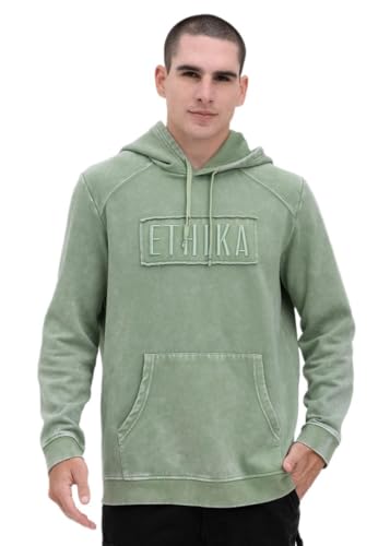 Sweat à capuche Ethika homme vert sauge contre le froid urbain