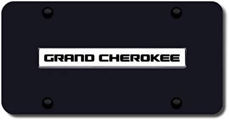 Au-TOMOTIVE Gold Badge License Plate for Jeep Grand Cherokee (Chrome On Black)
