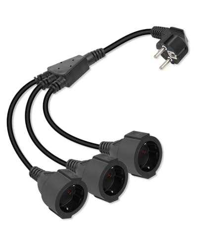 90 Spine su 3 Cavo Prolunga Contatto Protettivo 16A 250V Cavo Alimentazione Impermeabile per Uso Esterno per Casa Ufficio Nero
