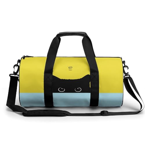 Sac de gym chat jaune et noir duffel bag pour camping et randonnée