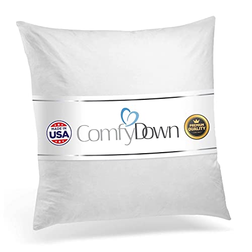 ComfyDown 95% Feather 5% Down, 56 x 56 cm. (22"X22") Square Decorative Pillow Insert, Sham Stuffer - MADE IN USA