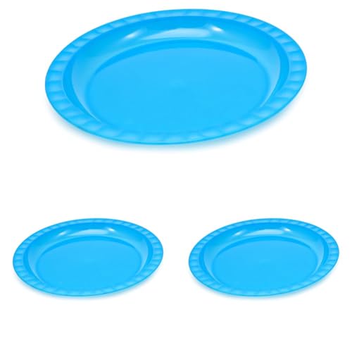 GIO'STYLE Piatto Piano in Plastica Alimentare | Ø 25,5 cm | Turchese | Made in Italy | Perfetto per Feste, Picnic, Campeggio | Linea Trippy (Confezione da 3)