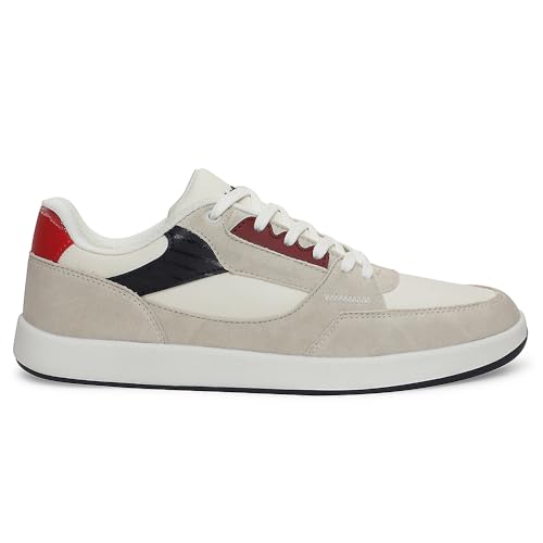 Image of Liberty Leap7x AMAZER-20E Men's Casual Lacing Sneakers, Light Grey and White | Suitable for Walking Travel, College, Office | Comfortable Lace-Up Casual Shoes | Lightweight Stylish Fashion Footwear