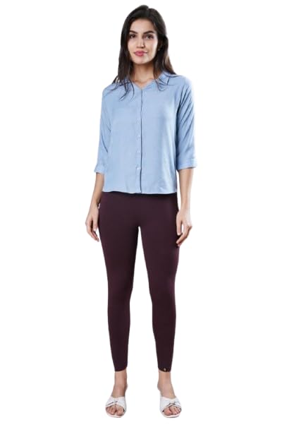 Ankle Length Regular Leggings for Women, Choco, High Waist, Stretchable-picture-28