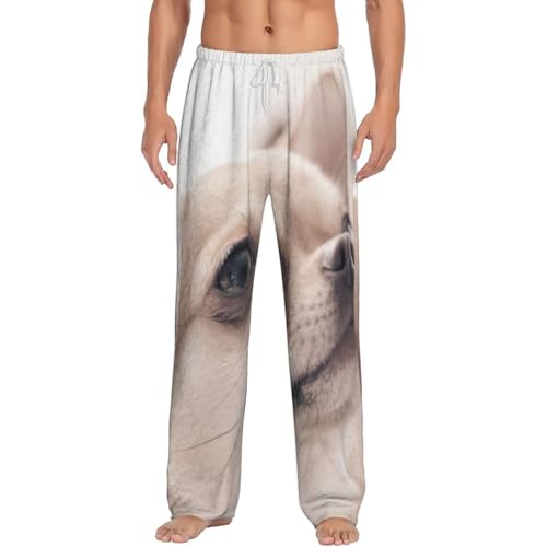 Pantalon pyjama homme polaire anti-froid à imprimé chihuahua et poches douces
