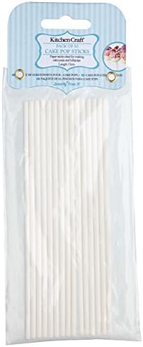 Sweetly Does It by KitchenCraft, Cake Pop Sticks, Lolly Pop Sticks, Paper, Pack of 50, White