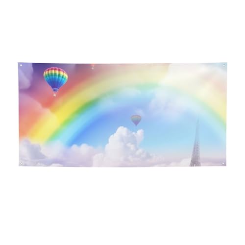 Dreamy Rainbow Banner �p�[�e�B�[�����t���b�O 24x47�C���` �ʐ^�w�i �w�i�� �f�R���[�V���� �a�����p�[�e�B�[ �t�H�g�u�[�X �o�i�[ �E�H�[���p�[�e�B�[���� �o�i�[�T�C�� �|�X�^�[ �ʐ^������