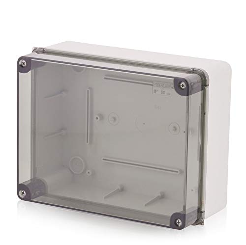 Aufputz Installationsgehäuse, Abzweigkasten Kunststoffgehäuse mit Schraube | 240x190x110mm | IP65 | Transparenter Deckel Verteilerkasten Leergehäuse Industriegehäuse, Abzweigdose, Schaltschrank Cover
