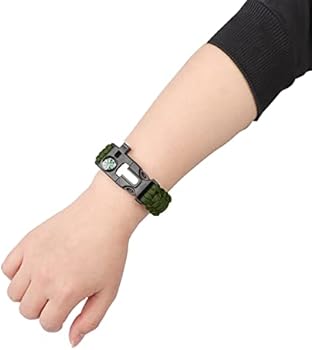 Paracord Survival Bracelet For Men And Women, 2 Pieces Survival Bracelet With Flint Lighter, Compass, Knife, Whistle, Buckle, Suitable For Outdoor Activities Such As Hiking, Camping, Mountaineering