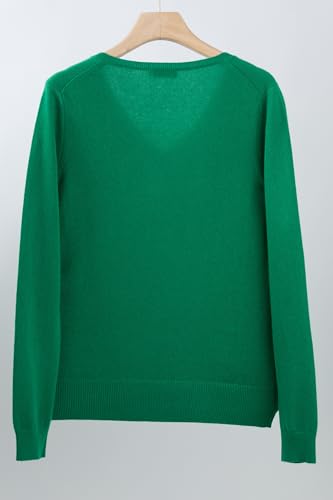 Image of JENNIE LIU Women's 100% Pure Cashmere Long Sleeve Pullover V Neck Sweater