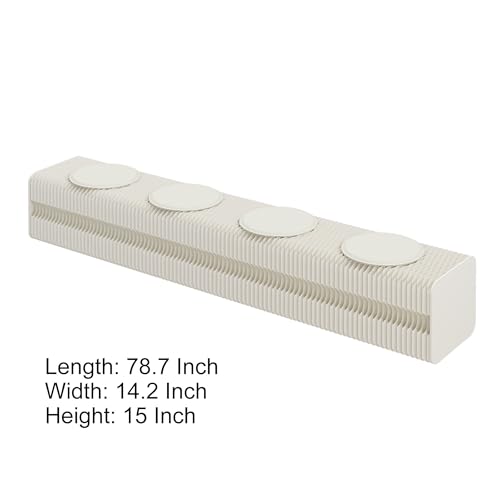 Image of Kraft Paper Rectangle Ottoman - Folding Bench Rest for Bedroom & Entryway, Collapsible Stool with Pad, Portable Stool & Square Ottoman for Living Room Decor, Space-Saving Footrest, White, 4 Seats