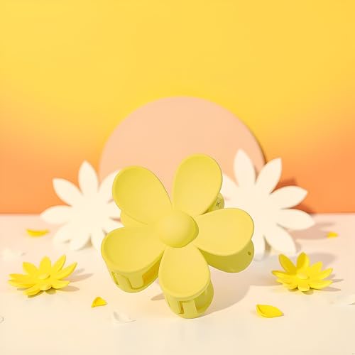 Pinzas plásticas amarillas para cabello, forma de flor miniatura 3