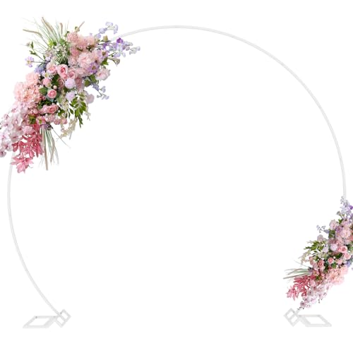 Image of Putros Round Backdrop Stand 8ft, Round Balloon Arch Stand White Circle Arch