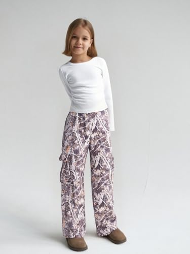 Image of Azmxynol Girls Clothes 2 Piece Outfit Ribbed T-Shirt Top + Cargo Pants, Girls Fall Clothing Set, Sizes 5-16 Years