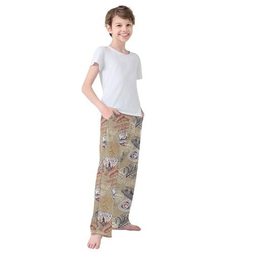 Boys' Pants Fish Camp Long Bottoms Jogger Pants Elastic Waist Trousers with Pockets S-XL4