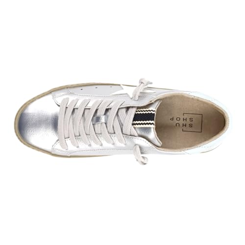 Womens Paula Metallic Lace Up Sneakers Shoes Casual - Silver4