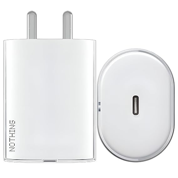 Image of Shram 45W Fast Charger Adapter Compatible with CMF by Nothing Phone 1 /Nothing Phone 2A /Phone 2a Plus /Phone 2 /Buds /Ear Stick, CMF 33w Power Charger for Mobile, 45 W Type C Charging Adapter, White