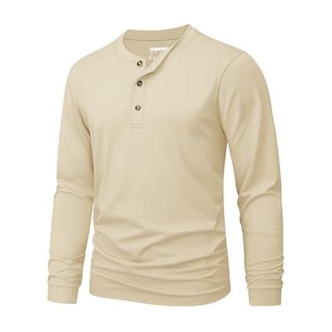 MAGNIVIT Mens Long-Sleeve Henley Shirt 3 Button Collarless Pullover Shirt Lightweight Fashion Casual T-Shirts Cover