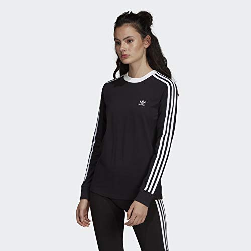 adidas Originals Women's 3-Stripes Long Sleeve Tee, black, Small