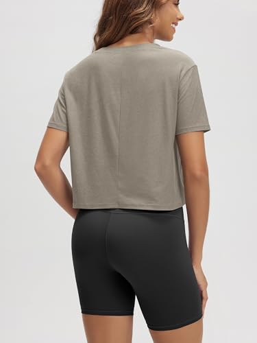 Image of ODODOS Women's Performance Cropped Tee Ultra Soft odSTRATUM Tech Short Sleeve Relaxed Top Crew Neck T-Shirts