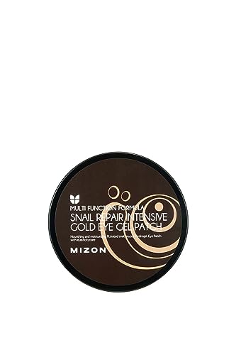 [Mizon] Parches para Ojos con Oro 24K y Extracto de Baba de Caracol (30 pares) Colágeno para ojeras. Máscaras de Hidrogel para Ojos, Antiarrugas, Hidratantes (Snail Repair Gold Eye Gel Patch)