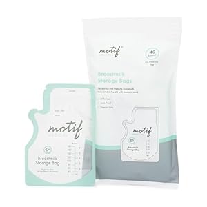 Motif Medical Breastmilk Storage Bags – Breastmilk Freezer Bags w/Easy Pour Spout, Write-On Label – Leak-Proof Double Zipper Milk Bags for Breastmilk – Breastfeeding Mom Gifts (6 Oz, 40 Count)