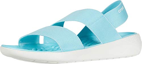 Crocs Women's LiteRide Stretch Sandals, Beach Sandals, Ice Blue/Almost White, 4 Women