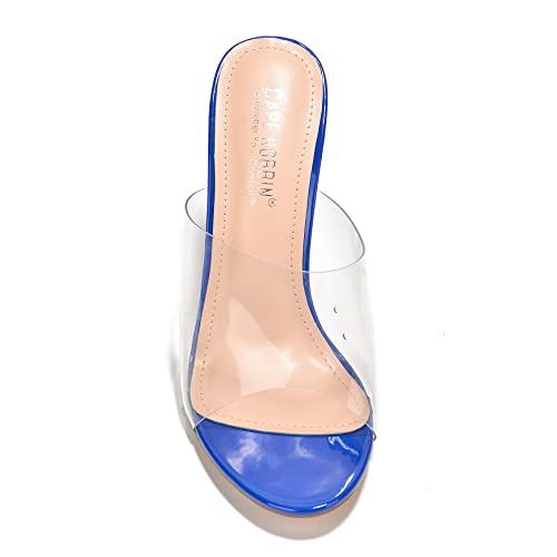 Image of Cape Robbin Fusion Chunky Block High Heels for Women, Transparent Booties for Women