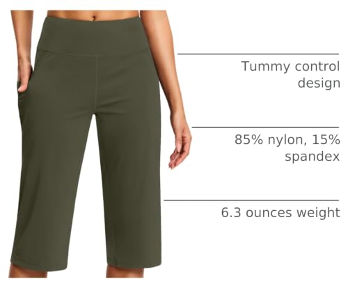 Image of ISEEGZ 15 inch / 18 inch / 21 inch / 25 inch Capri Pants for Women High Waist with Pockets Women's Capris Workout Yoga Pants Loose Straight Leg