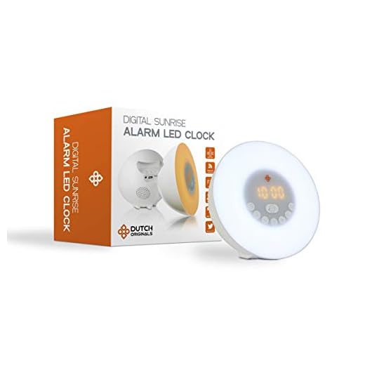 DUTCH ORIGINALS Wake-up Light med Bluetooth 5.0, Lysande LED-Väckarklocka, Alarmklocka med Wake Up Lampa, Klockradio med 7 melodier och 7 färger