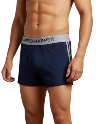 Image of James & Harper Men's Trunk Underwear with Branded Waistband Pure Cotton Ultrasoft Waistband Pack of-2 (L-Size 90cm)