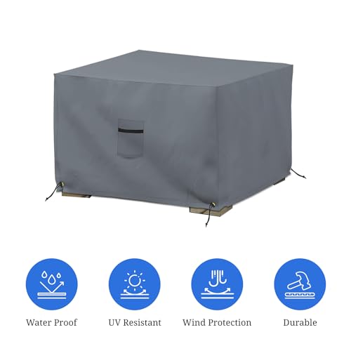 Covers & All Outdoor Ottoman Slipcover, 12 Oz Pvc Polyester, Waterproof Ottoman Cover Resists Tear And Uv, Square Patio Furniture Covers For Indoor/Outdoor Use  thumb #2