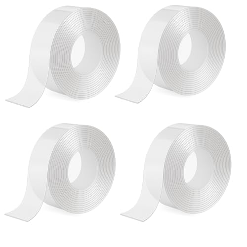 Image of Nano Tape 3 Meter x 4 Rolls | Heavy Duty Double-Sided Adhesive | Clear, Removable, Reusable, Waterproof Gel Grip | Multi-Purpose Mounting Tape for Walls, Kitchen, Office, Bathroom