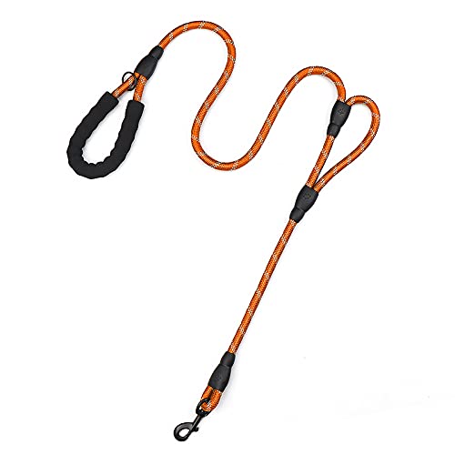 Image of PLUTUS PET Rope Dog Leash 6ft Long,Traffic Padded Two Handle,Heavy Duty,Reflective Double Handles Lead for Control Safety Training,Leashes for Large Dogs or Medium Dogs,Dual Handles Leads(Orange)