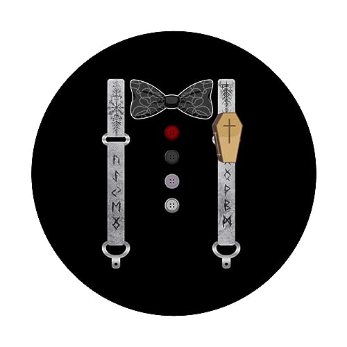Coffin Suspenders Costume Halloween Spooky Crypt Keeper Rune PopSockets Swappable PopGrip, Black - Image 3