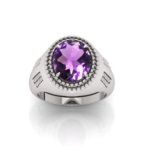 Bague améthyste 13 carats en plaqué argent pour vos soirées