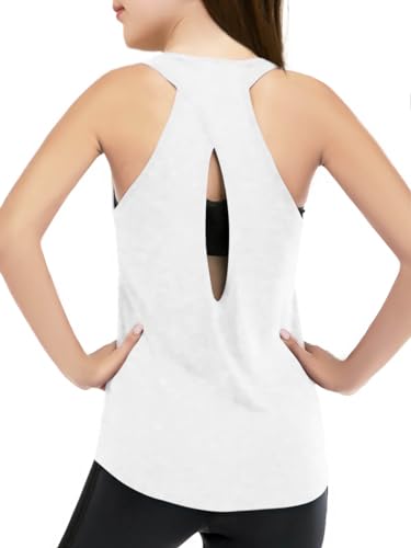Image of Haloumoning Girls Athletic Tank Tops Racerback Sleeveless Dry Fit Active Sports Running Yoga Shirts