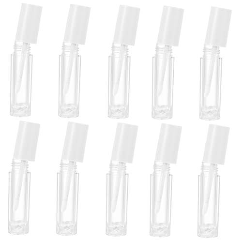 VALICLUD 10 Piezas Tubo De Brillo De Labios Redondo Recargable Mate Glosas Tubos Botellas Contenedor De Brillo De Labios De Brillo De Labios Botella De Brillo De Labios Abs
