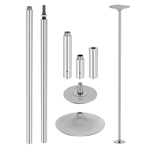 Professional Stripper Pole Heavy-Duty Max Load 440 LB Stripper Pole Spinning Portable Removable 45mm Pole Dancing Pole for Home for Exercise Club Party 7.2-9 ft Height Adjudtable & Silver