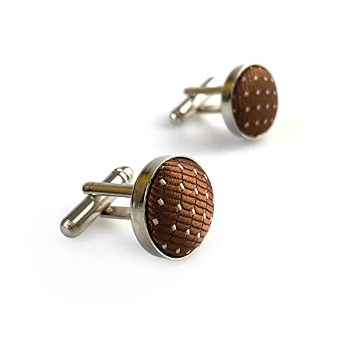 S&W SHLAX&WING Cravates Homme Marron Cuivre Bouton de manchette assorti