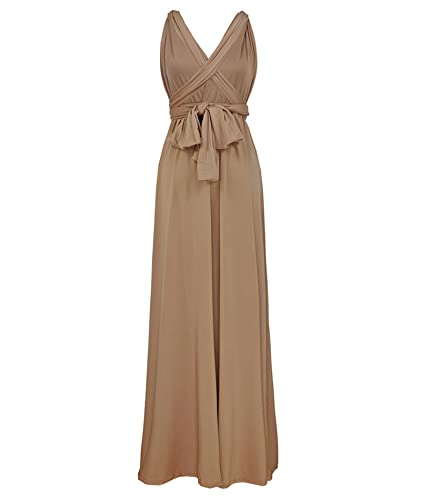Image of Sexyshine Women's Backless Gown Dress Convertible Multi-Way Wrap Halter Cocktail Dress Bandage Bridesmaid Long Dresses
