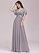 Ever-Pretty Women's Summer Short Sleeve Chiffon Empire Waist Floor Length Formal Bridesmaid Dress Mother of Bride Dresses Grey US14