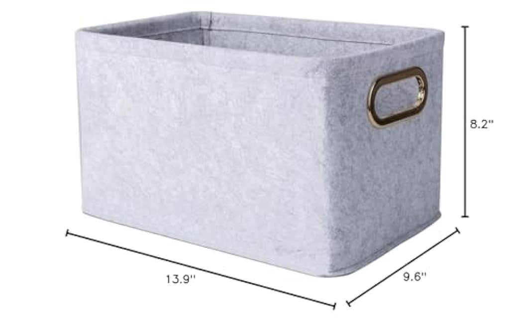 Collapsible Storage Bins Foldable Felt Fabric Storage Basket Organizer Boxes Containers with Handles Metal Handles for Nursery Toys,Kids Room,Clothes,Towels,Magazine