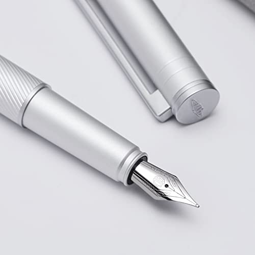 Stylo-plume Hongdian H1 en aluminium argenté avec plume fine et convertisseur inclus