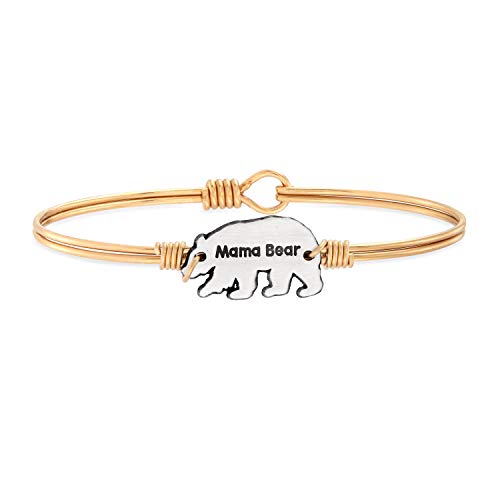 Luca + Danni | Mama Bear Bangle Bracelet For Women - Brass Tone Size Petite Made in USA