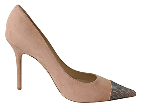 JIMMY CHOO Amika 100 Powder Pink/Black Diamond Leder-Pumps, rose, 38 EU