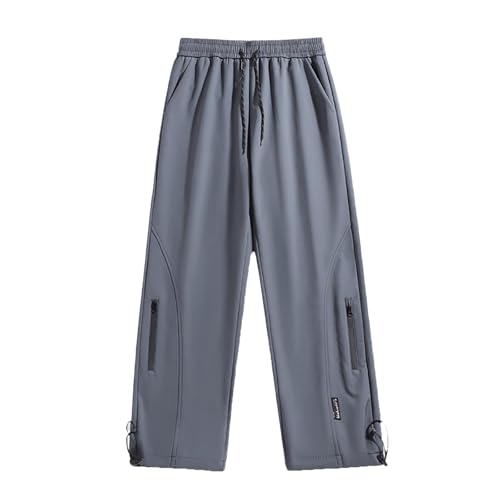 Foweknow Pantalones de lluvia para hombre, holgados, pantalones de senderismo modernos, softshell, versátiles, corte regular, informales, cómodos, pantalones de ocio, cintura elástica, pantalones de