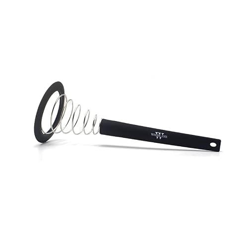 The Original Whisk-Eze Spring Coil Whisk *Patent Pending* Vintage Style French Whisk Self-Standing With Flexible Silicone Rim For Scraping And Silicone Handle, Black, 9X3, W01 #TOP2