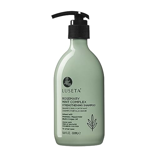 Image of LUSETA Rosemary Mint Strengthening Shampoo for All Hair Types 16.9 Oz | Refreshing Care, Frizz Control, Lightweight Moisture, Smooth Finish, Easy Detangling, Sulfate Free