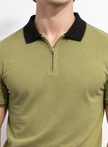 Image of Mens Premium Cotton Polo T-Shirt | 220 GSM Soft Fabric | Casual Stylish Look | Zipper Polo Design Snow White Polo T Shirt | Polo Tshirt for All-Day Wear